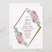 ピンクフローラブライダルブランチ 招待状 (正面/裏面)