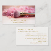 ピンクフローラブラシメイクアップアーティスト美しいサロン 名刺 (正面/裏面)