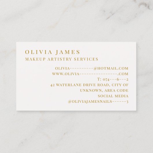 ピンクフローラブラシメイクアップアーティスト美しいサロン 名刺 (裏面)