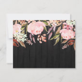 ピンクフローラブラックバーンドウッドフォト卒業 案内状 (裏面)