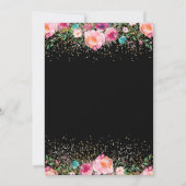 ピンクフローラブラック金ゴールドサプライズ退職パーティー 招待状 (裏面)