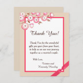 ピンクフローラブランチ4x5フラット結婚サンキューカード サンキューカード (正面/裏面)