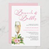 ピンクフローラブランチ&バブリーブライダルシャワーインビタ 招待状