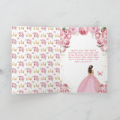 ピンクフローラブルネットヘアガールハッピーバースデー カード (内部)