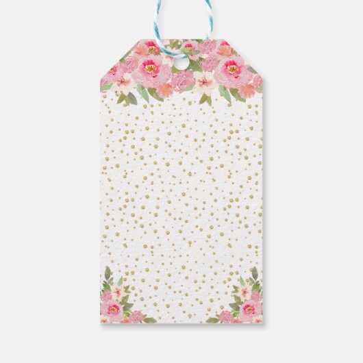 ピンクフローラブルネットヘアガールハッピーバースデー ギフトタグ (裏面)