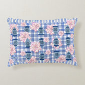 ピンクフローラブルージンジャージャースランバー アクセントクッション (正面)