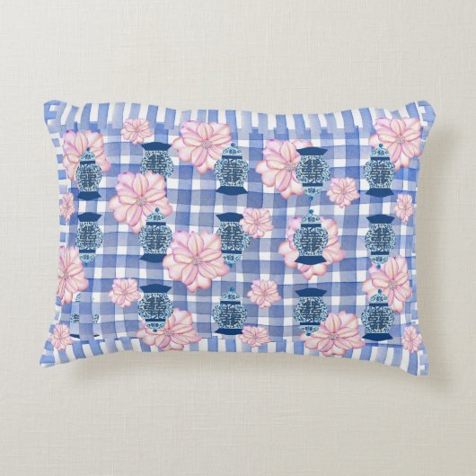 ピンクフローラブルージンジャージャースランバー アクセントクッション (裏面)