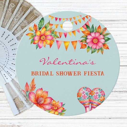 ピンクフローラブルーフィエスタブライダルシャワーサンキュー フェイバータグ