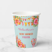 ピンクフローラブルーフィエスタベビーシャワー 紙コップ (裏面)
