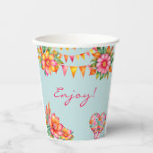 ピンクフローラブルーフィエスタベビーシャワー 紙コップ (正面)