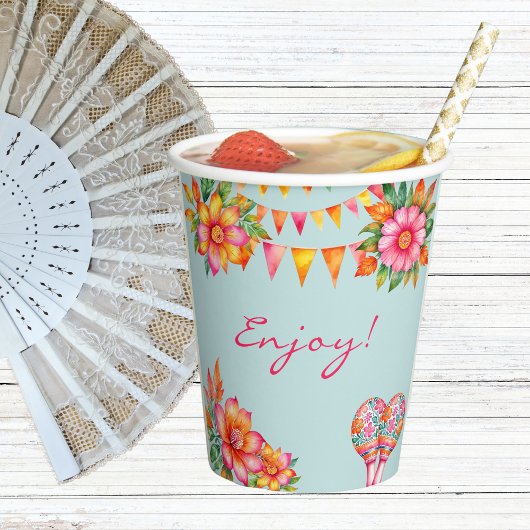 ピンクフローラブルーフィエスタベビーシャワー 紙コップ