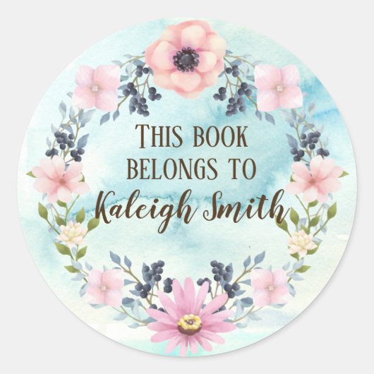 ピンクフローラブルーベリーリース水色名 ラウンドシール (正面)