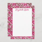 ピンクフローラブロックプリント、カスタマイズ文房具 サンキューカード (正面/裏面)