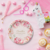 ピンクフローラブロッサムガール誕生日紙プレート ペーパープレート (パーティー)