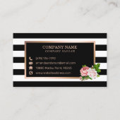 ピンクフローラブロンズストライプフレーム付き名刺 名刺 (裏面)