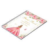 ピンクフローラブロンデヘアプリンセスゲストブック ノートブック (左側)