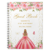 ピンクフローラブロンデヘアプリンセスゲストブック ノートブック (正面)