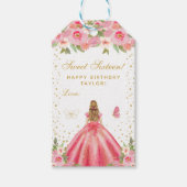 ピンクフローラブロンドヘアガールSweet sixteen ギフトタグ (正面)