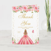 ピンクフローラブロンドヘアガールSweet sixteen サンキューカード (正面)
