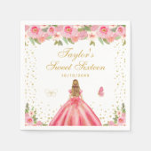 ピンクフローラブロンドヘアプリンセスSweet sixteen スタンダードカクテルナプキン (正面)