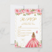 ピンクフローラブロンドヘアプリンセスSweet sixteen 出欠カード (正面)