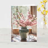 ピンクフローラブーケありがとう カード (黄色い花)