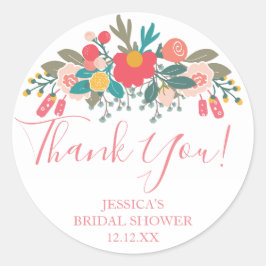 ピンクフローラブーケありがとう ラウンドシール