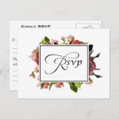 ピンクフローラブーケウェディングRSVP インビテーションポストカード (正面/裏面)