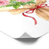 ピンクフローラブーケウォーターカラーアートプリント ポスター (角)