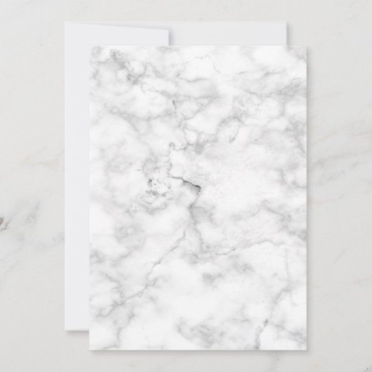 ピンクフローラブーケオンホワイトマーブルブライダルシャワー 招待状 (裏面)