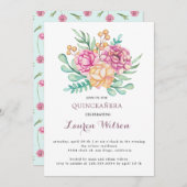 ピンクフローラブーケキンセアニェラ招待状 招待状 (正面/裏面)