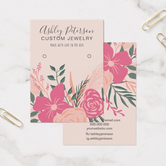 ピンクフローラブーケシックなパステルイヤリングディスプレイ (オフィス)