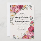 ピンクフローラブーケ結婚式招待状 招待状 (正面)