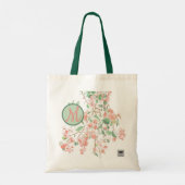 ピンクフローラブーゲンビレアモノグラムウォーターカラー トートバッグ (裏面)