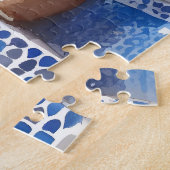 ピンクフローラブーゲンビレアモロッコブルータイル ジグソーパズル (側面)