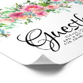 ピンクフローラプニー《キリスト教》洗礼式や命名式ゲストブックサイン ポスター (角)