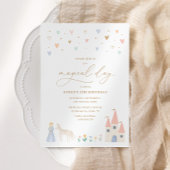 ピンクフローラプリンセスガールバースデーパーティー 招待状