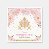 ピンクフローラプリンセスキャリッジ誕生日ベビーシャワー スタンダードカクテルナプキン (正面)