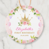 ピンクフローラプリンセスクラウン1st誕生日 フェイバータグ (正面)