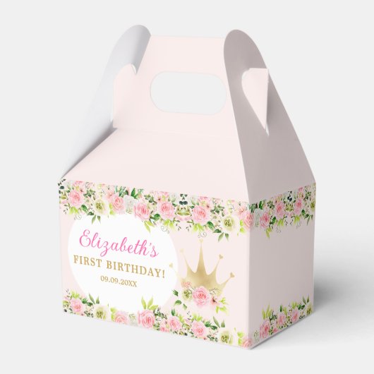 ピンクフローラプリンセスクラウン1st誕生日 フェイバーボックス (正面サイド)