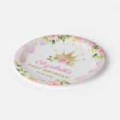 ピンクフローラプリンセスクラウン1st誕生日 ペーパープレート (アングル)