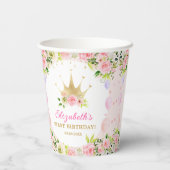 ピンクフローラプリンセスクラウン1st誕生日 紙コップ (裏面)