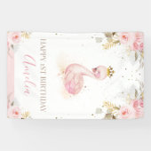 ピンクフローラプリンセススワンバースデーバナー 横断幕 (横)