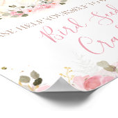 ピンクフローラプリンセススワンバースデーパーティーサイン ポスター (角)