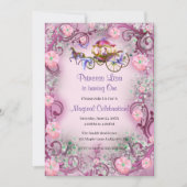 ピンクフローラプリンセスフェアリーテール1st誕生日 招待状 (正面)