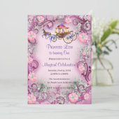 ピンクフローラプリンセスフェアリーテール1st誕生日 招待状 (スタンド正面)