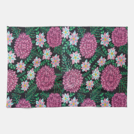 ピンクフローラプリント キッチンタオル