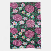 ピンクフローラプリント キッチンタオル (縦)