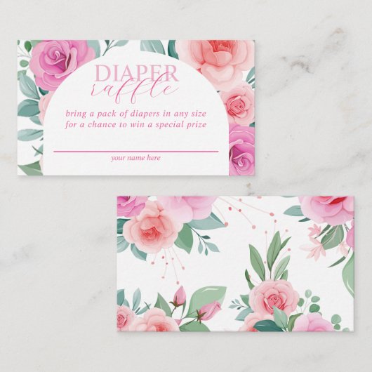 ピンクフローラベビーイン開花おむつラッフル エンクロージャーカード (正面/裏面)