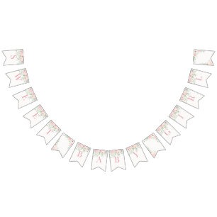 ピンクフローラベビーイン開花アジサイ赤ちゃんシャワー バンティングフラッグ